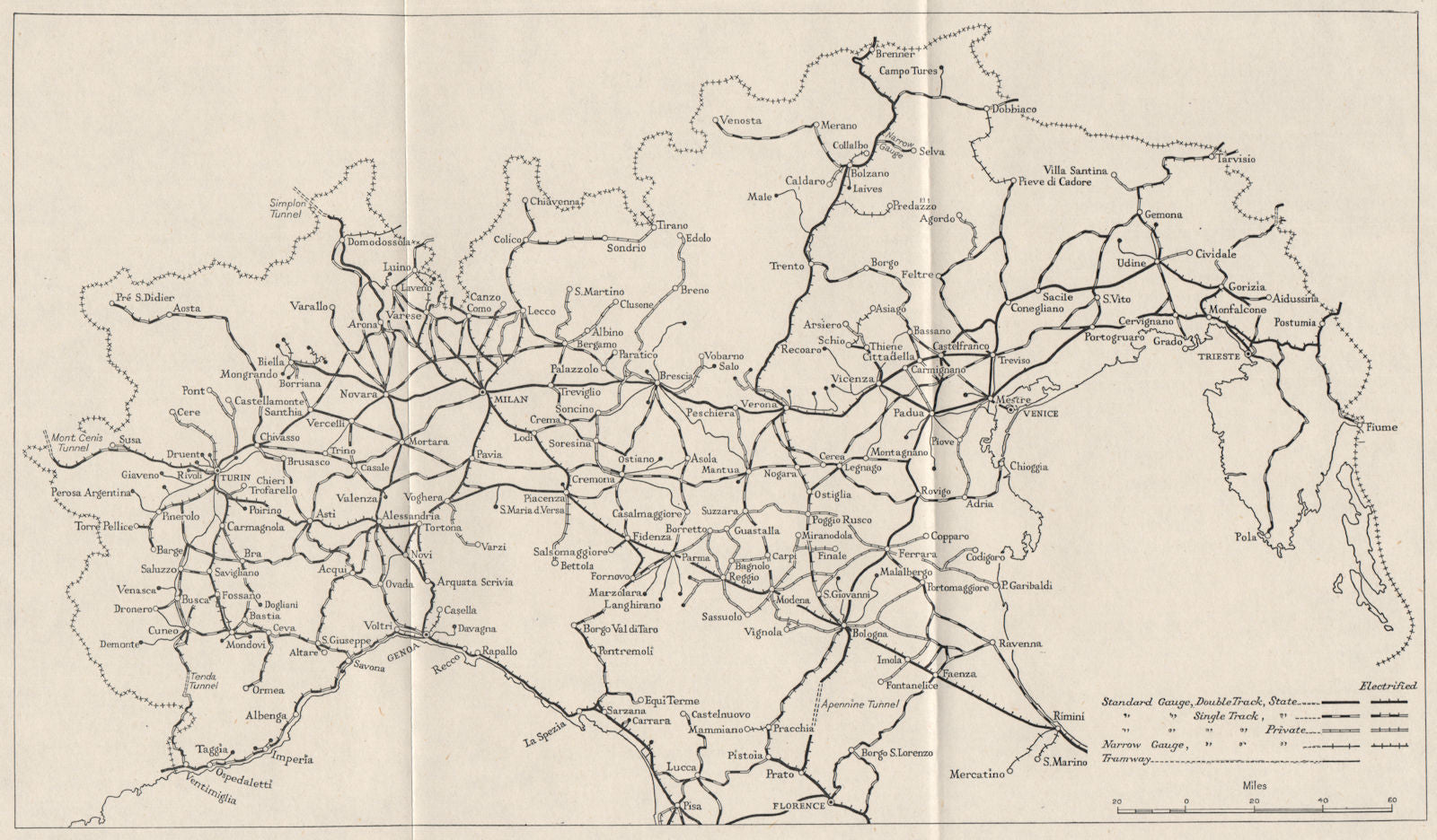 NORTHERN ITALY. Railways. WW2 ROYAL NAVY INTELLIGENCE MAP 1945 old vintage